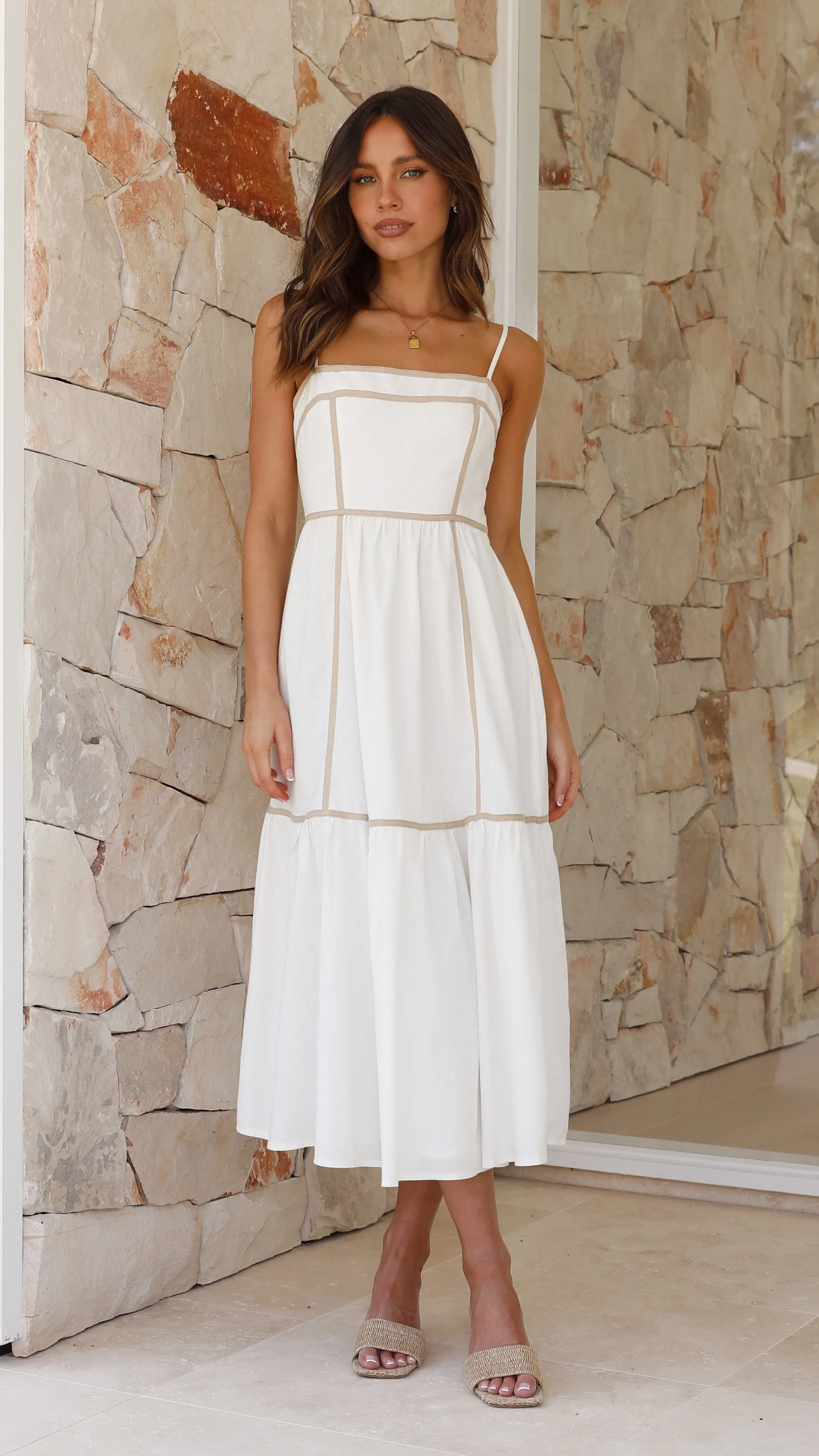 Baina Midi Dress - White / Beige sold by Billy J product image thumbnail 5