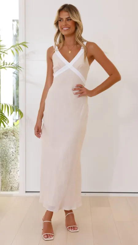 Iylah Midi Dress - Beige / White sold by Billy J