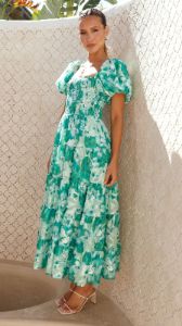 Callen Maxi Dress - Green Floral sold by Billy J
