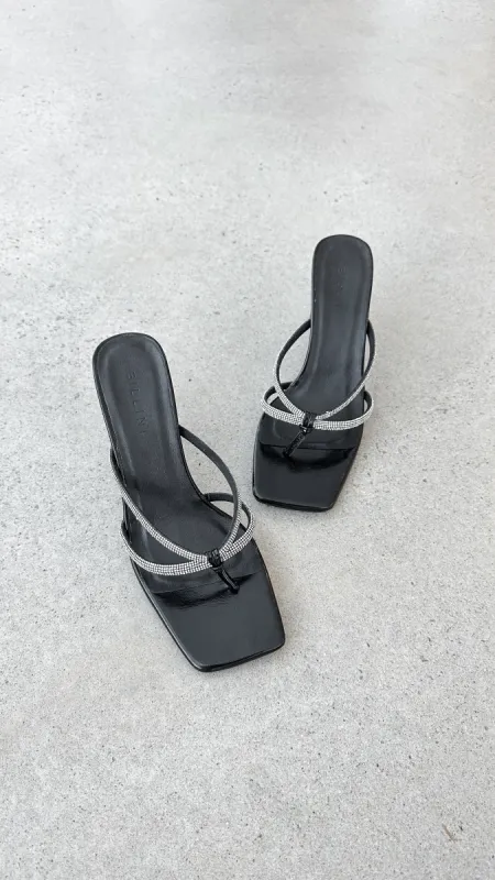 Karson Heel - Black Crinkle Diamante sold by Billy J