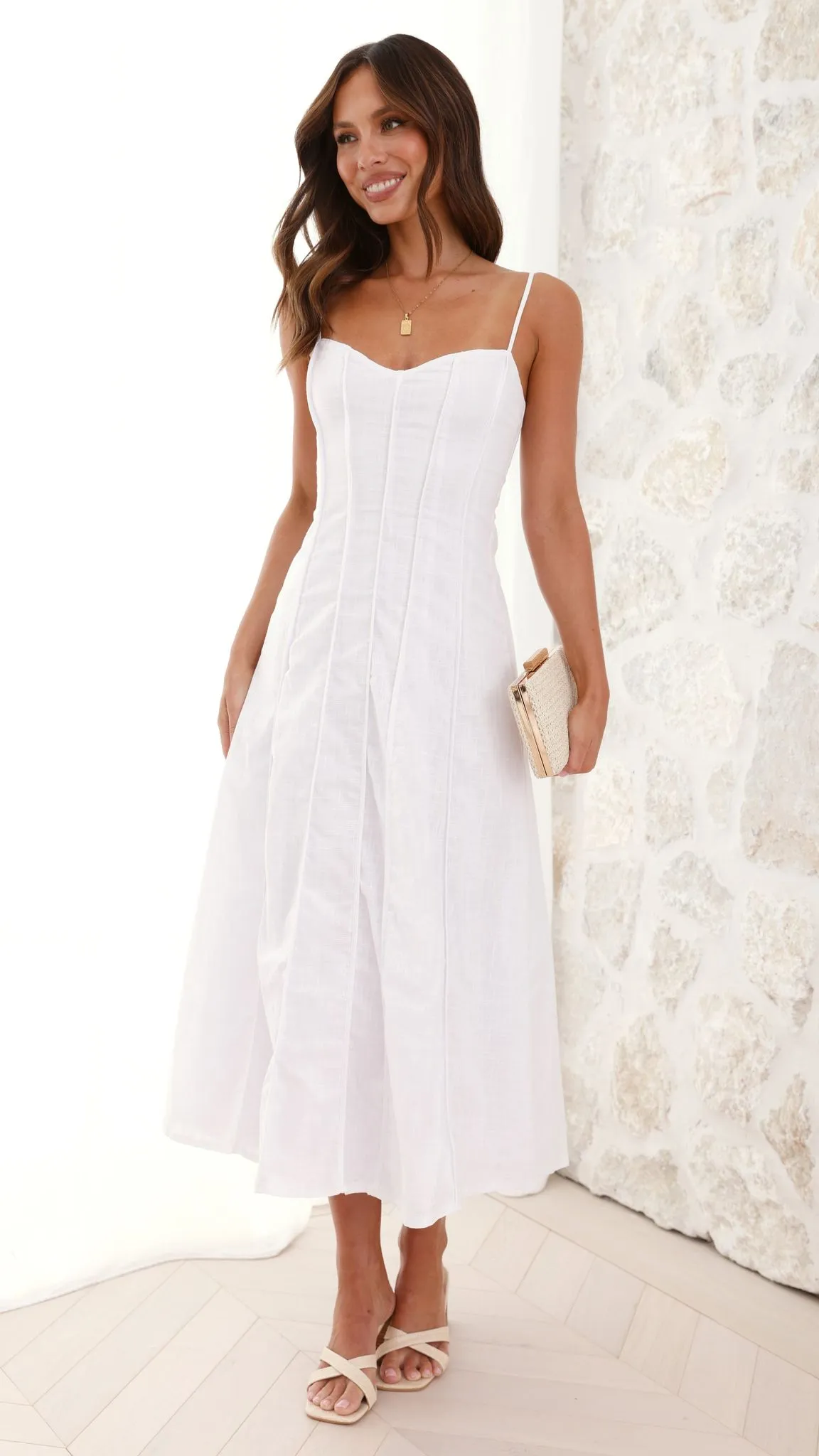 Ilenna Midi Dress - White sold by Billy J