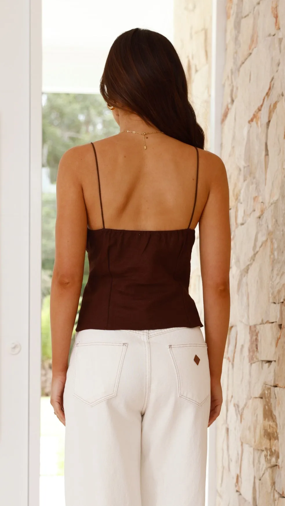 Haizlee Linen Top - Chocolate sold by Billy J product image thumbnail 2