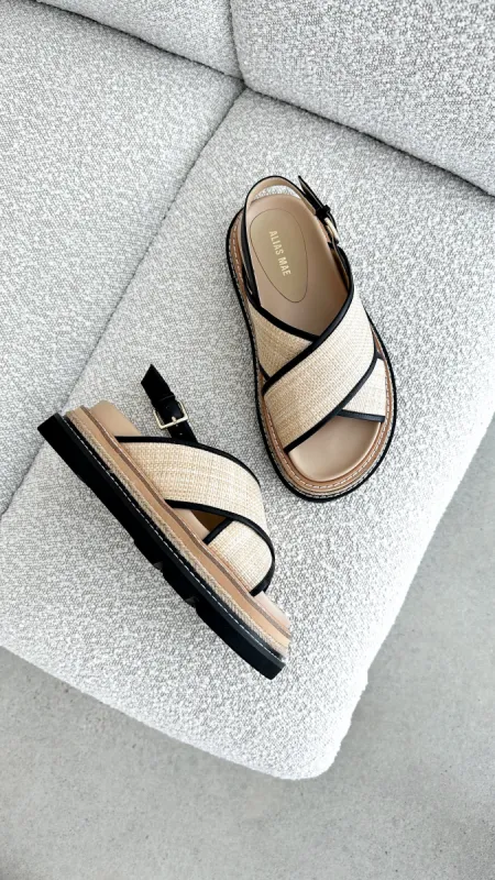 Alias Mae Verona Slide - Black/Natural Raffia sold by Billy J