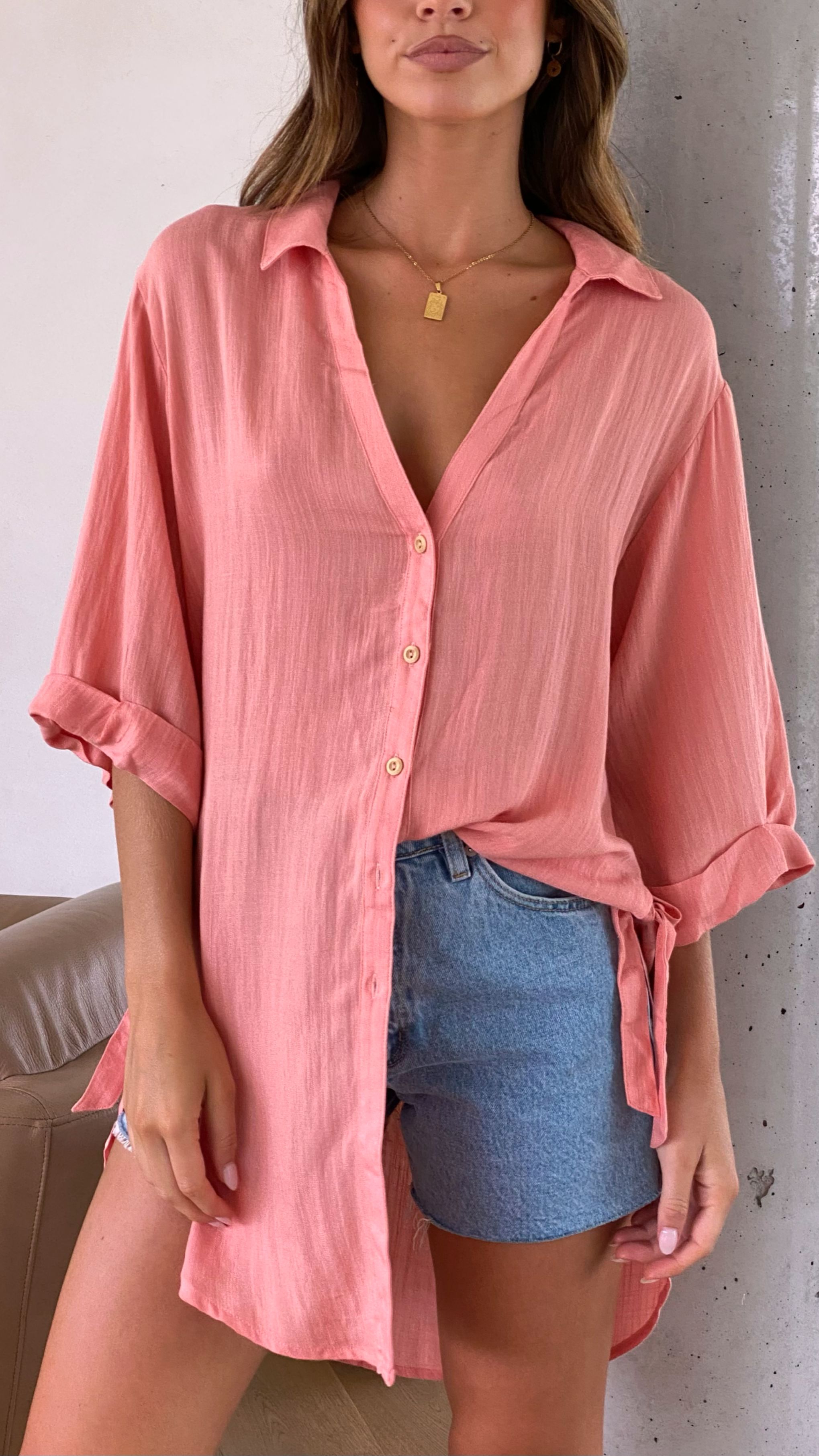 Vesper Short Sleeve Top - Coral sold by Billy J