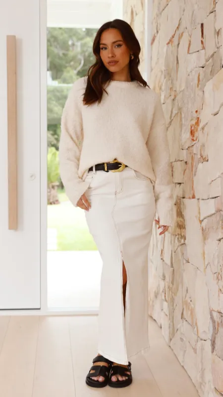 Habiki Maxi Skirt - White Denim sold by Billy J