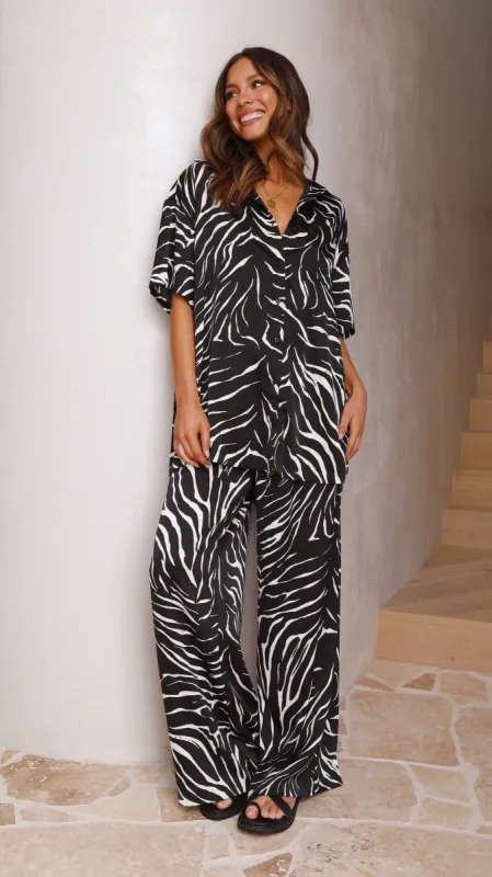 Zita Button Up Shirt - Black/White sold by Billy J