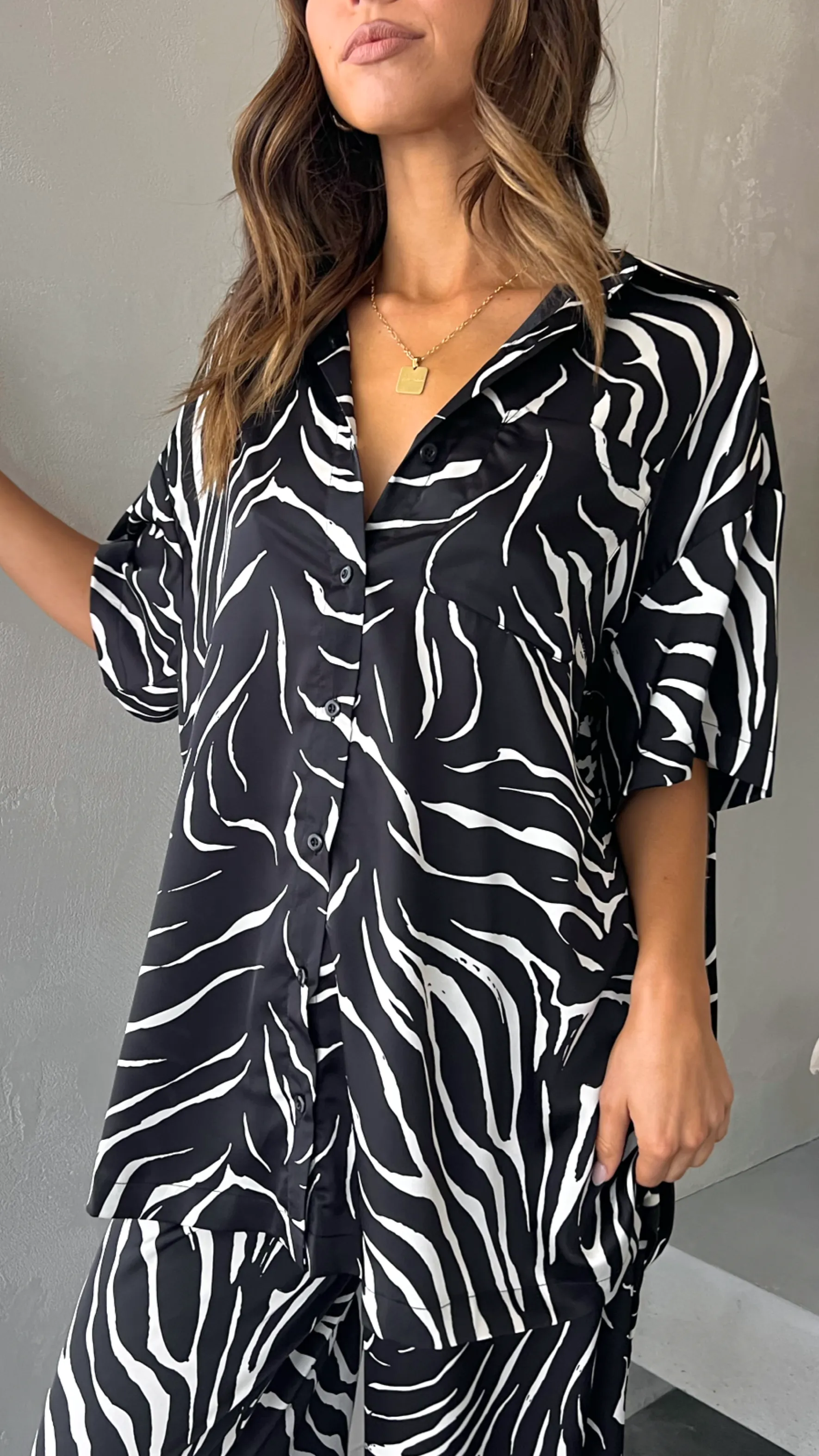 Zita Button Up Shirt - Black/White sold by Billy J product image thumbnail 3