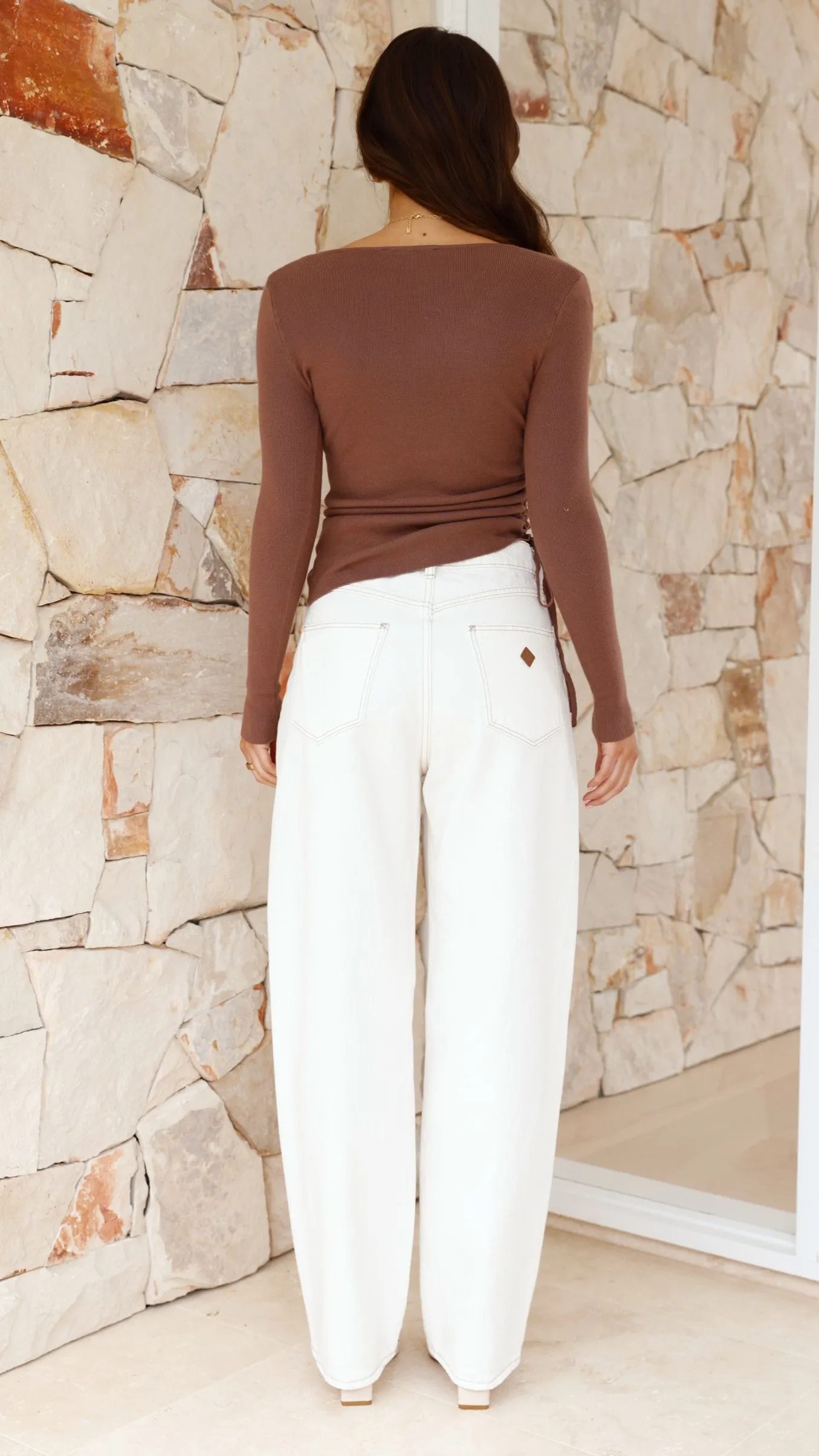 Lakota Asymmetrical Long Sleeve Top - Chocolate sold by Billy J product image thumbnail 2