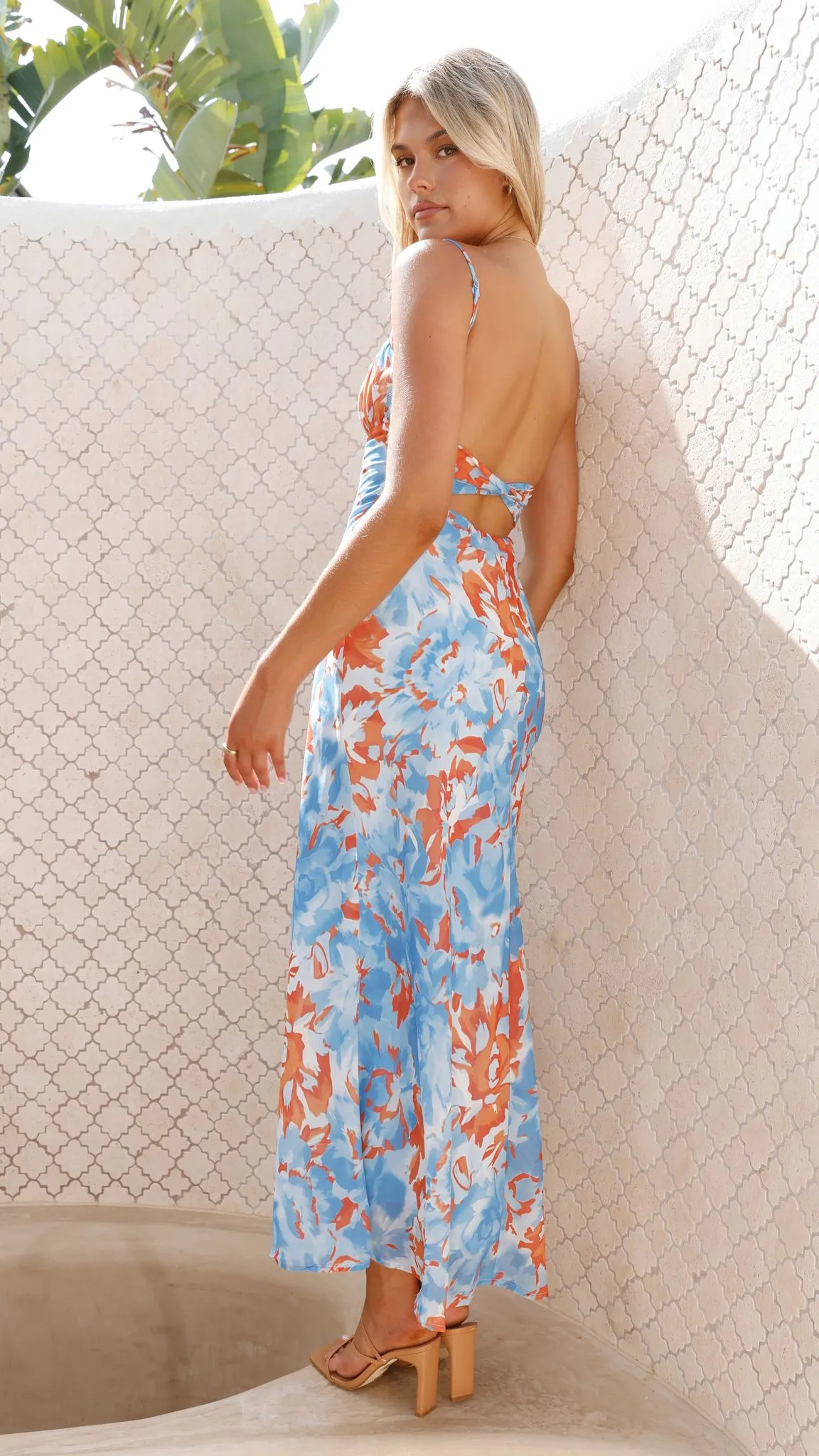 Margie Midi Dress - Blue/ Orange Floral sold by Billy J product image thumbnail 2