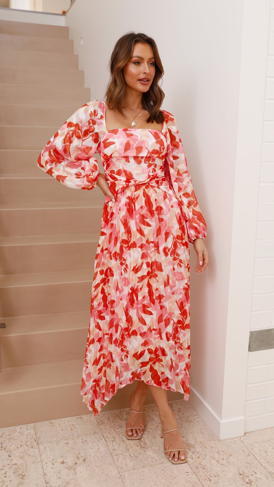 Isla Midi Dress - Pink/Red Floral sold by Billy J product image thumbnail 3