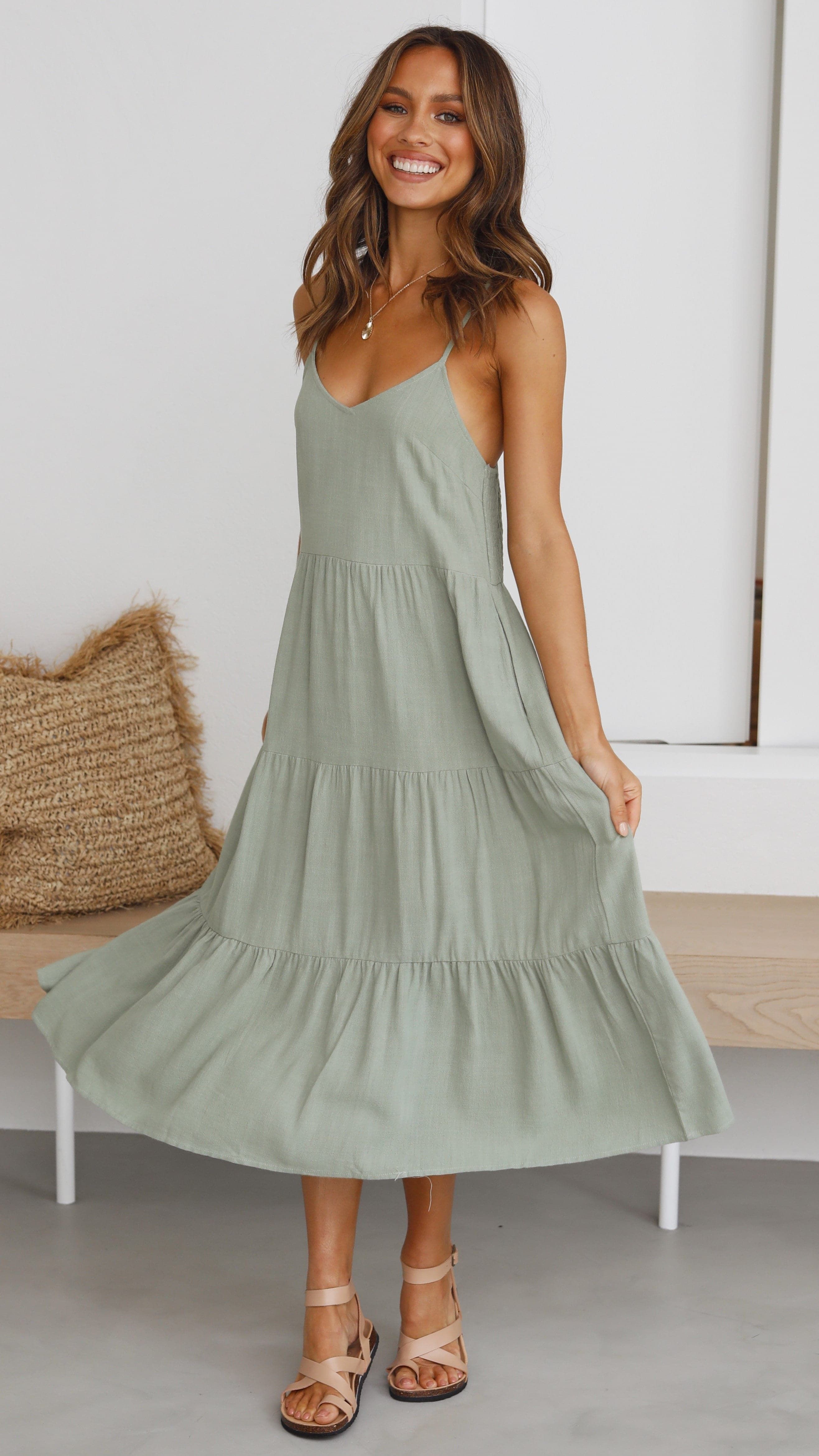 Zoey Midi Dress - Sage sold by Billy J product image thumbnail 3