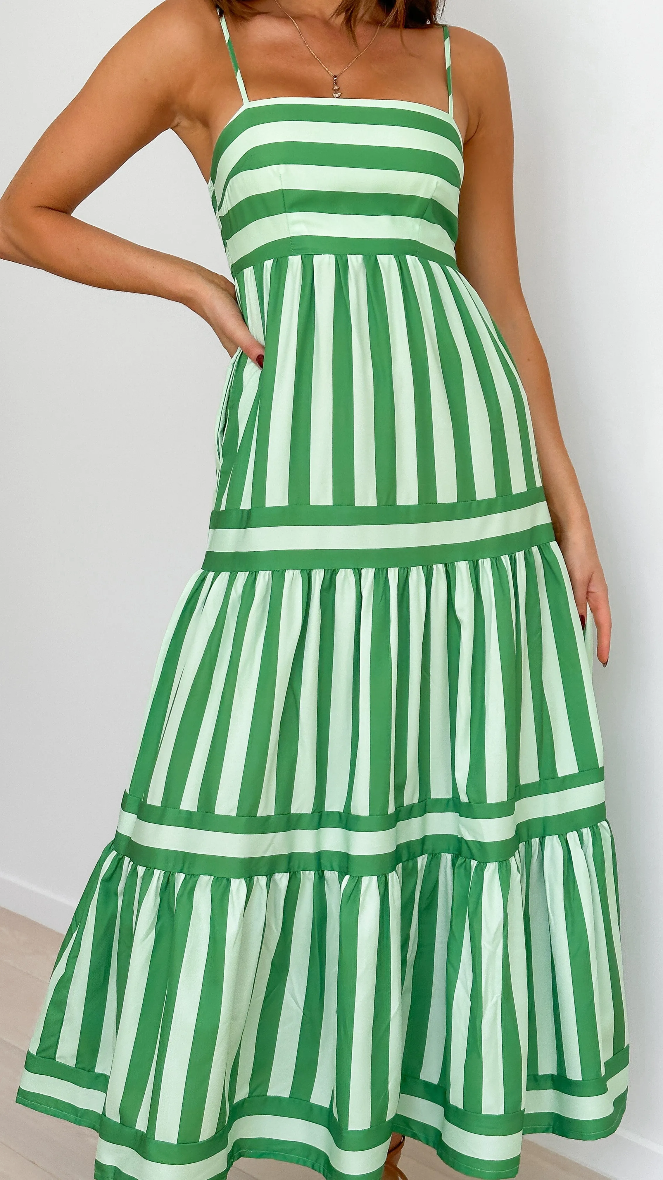 Terrah Maxi Dress - Green Stripe sold by Billy J product image thumbnail 3