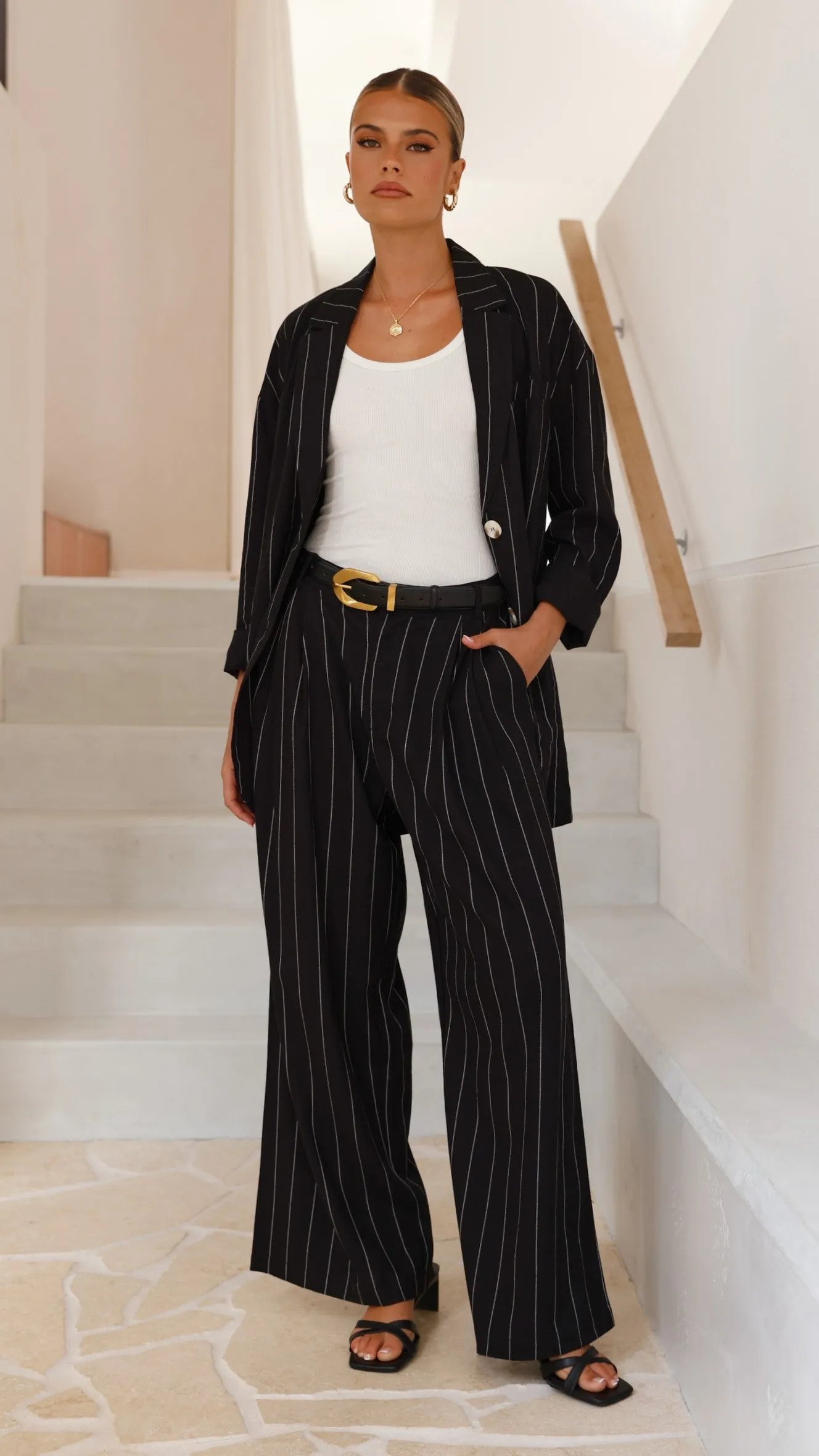 Thea Pants - Black Pinstripe sold by Billy J