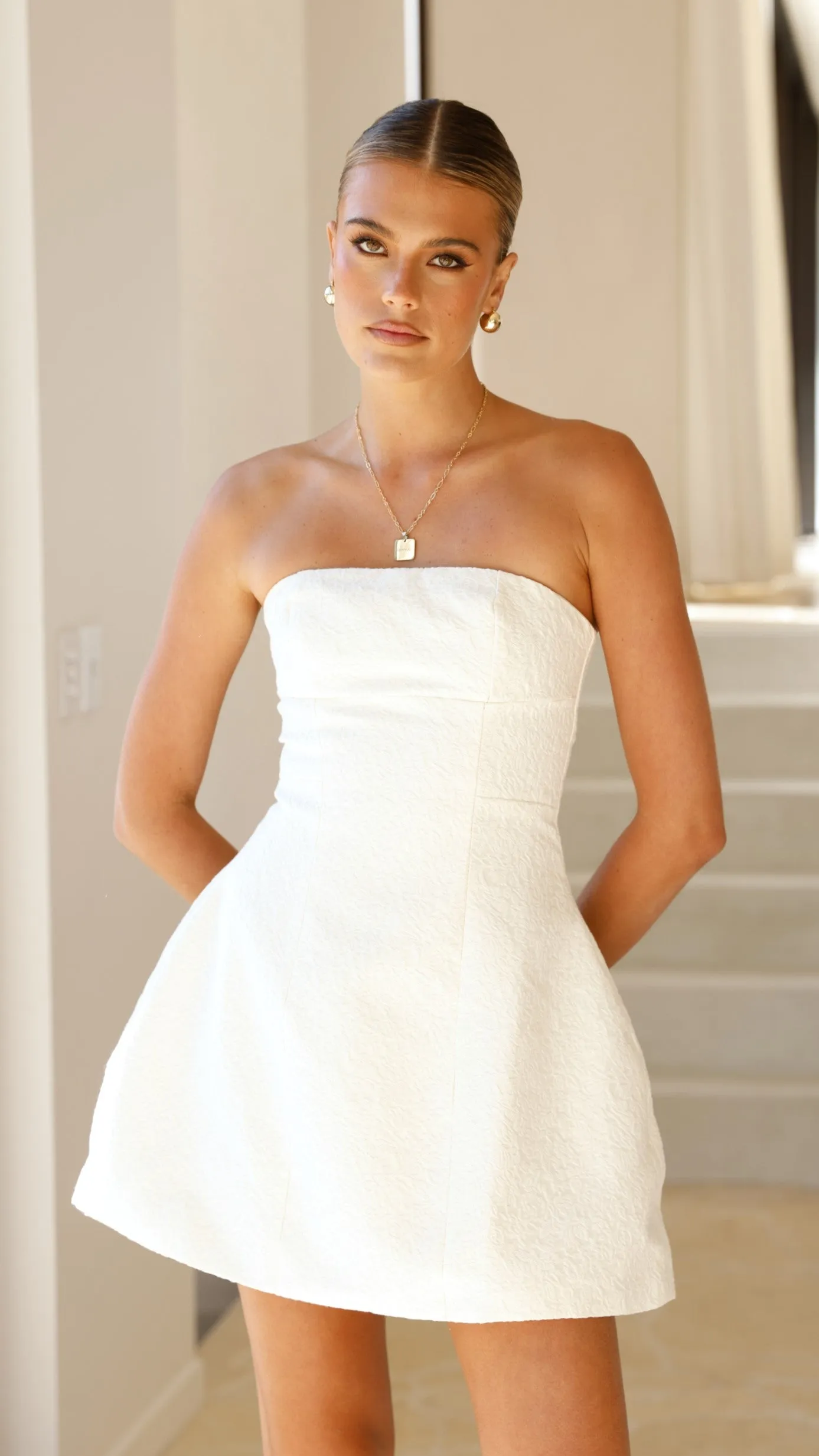 Evelyn Mini Dress - Cream sold by Billy J