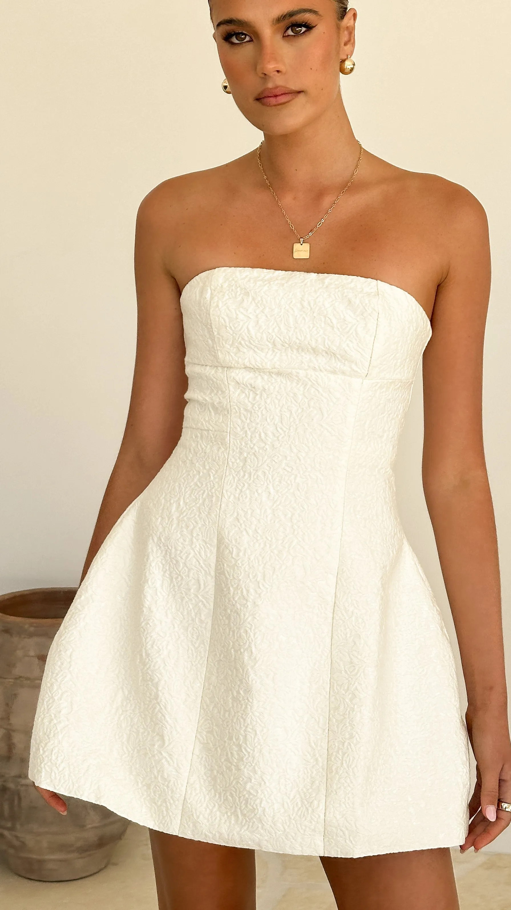 Evelyn Mini Dress - Cream sold by Billy J product image thumbnail 5