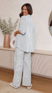 Hailey Button Up Shirt and Pants Set - Sage Floral sold by Billy J