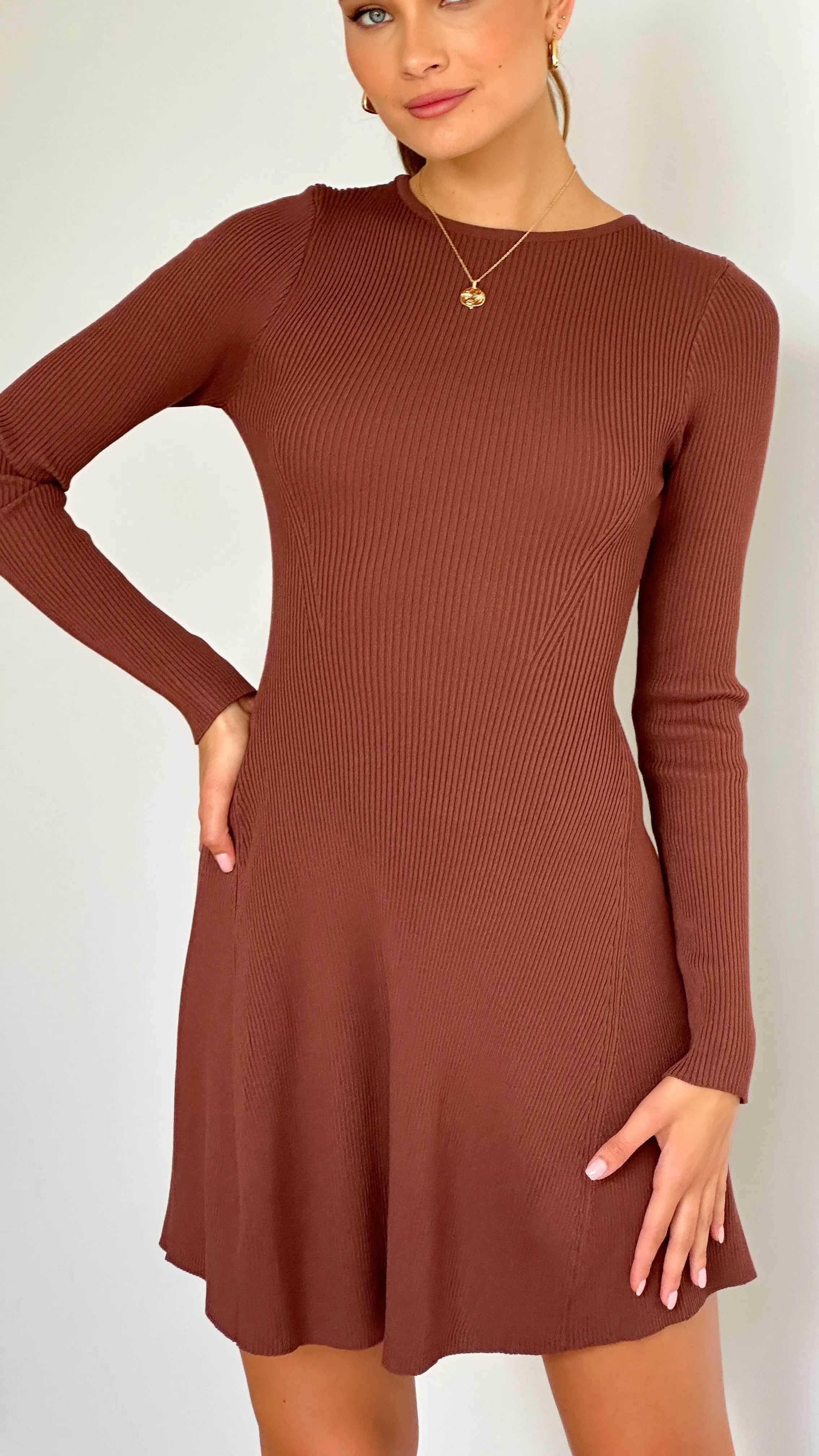 Amity Mini Dress - Brown sold by Billy J
