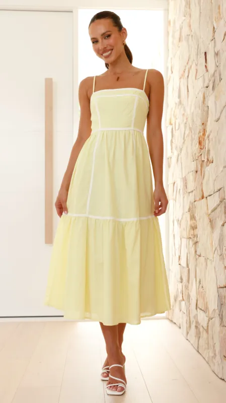 Baina Midi Dress - Yellow/White sold by Billy J