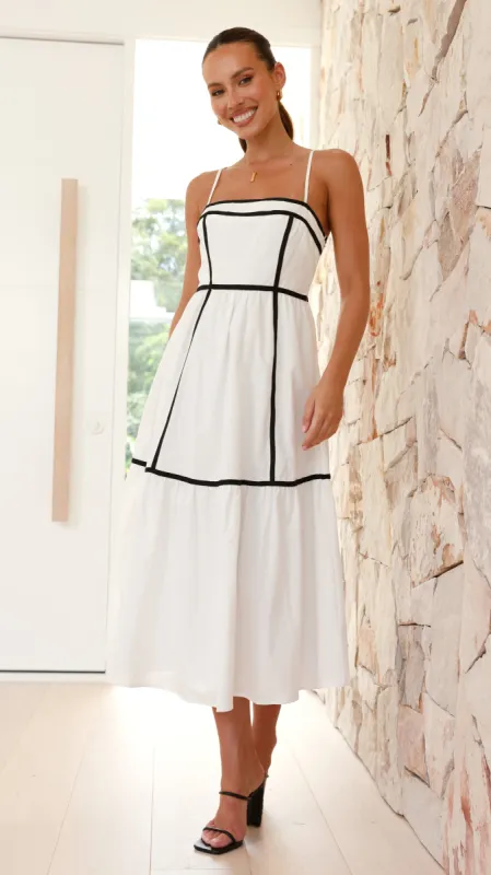 Baina Midi Dress - White/Black sold by Billy J