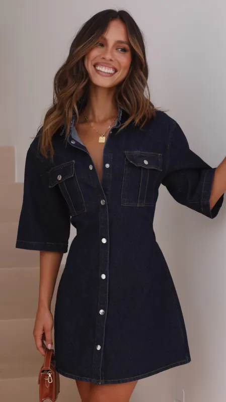 Raz Mini Dress - Dark Denim sold by Billy J