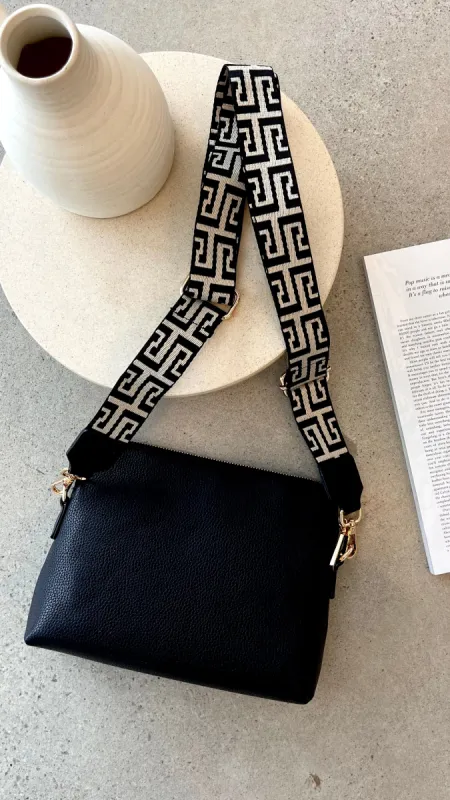 Giselle Geo Webbing Cross Body Bag - Black sold by Billy J