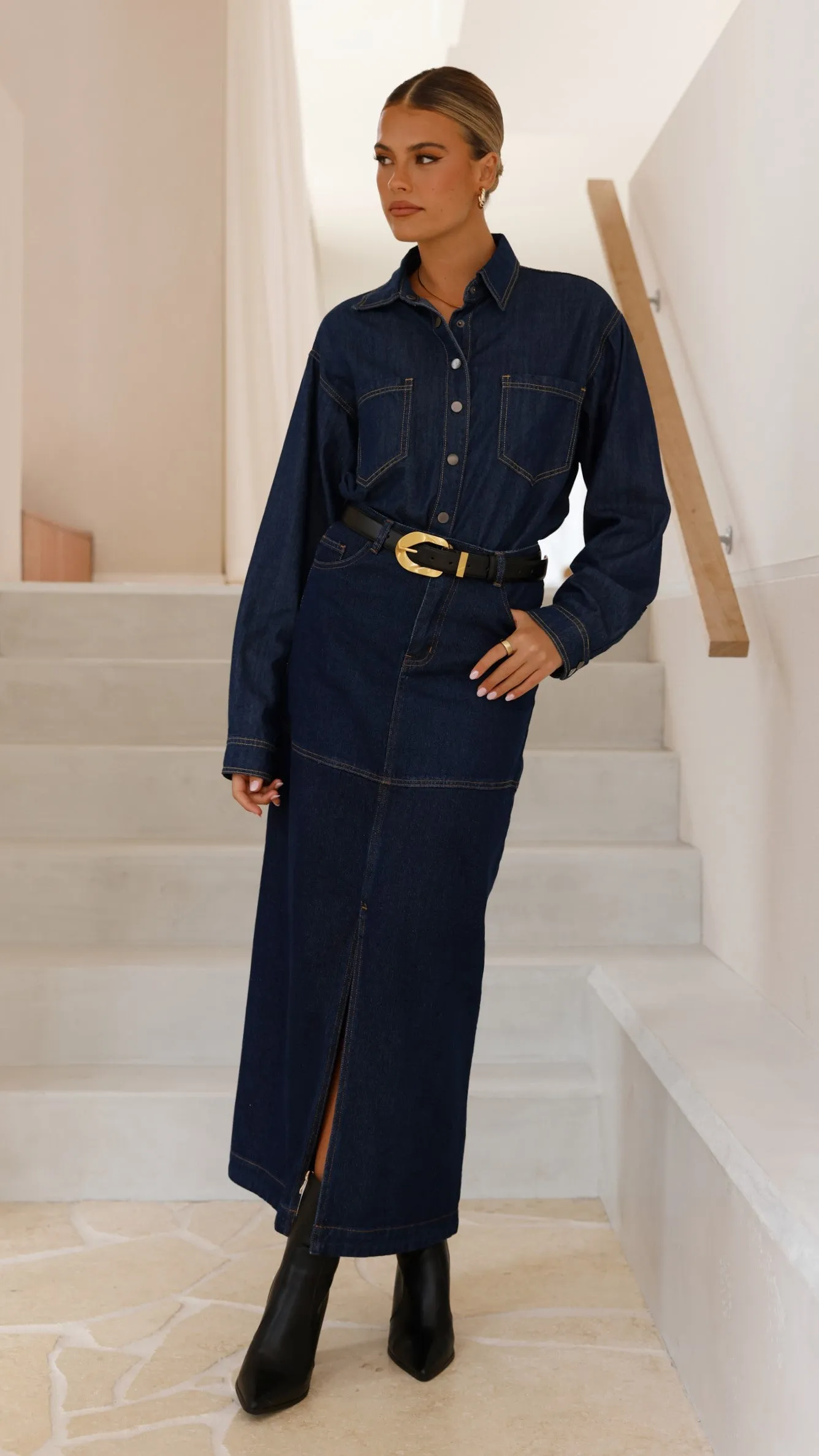 Kaili Maxi Skirt - Indigo Denim sold by Billy J