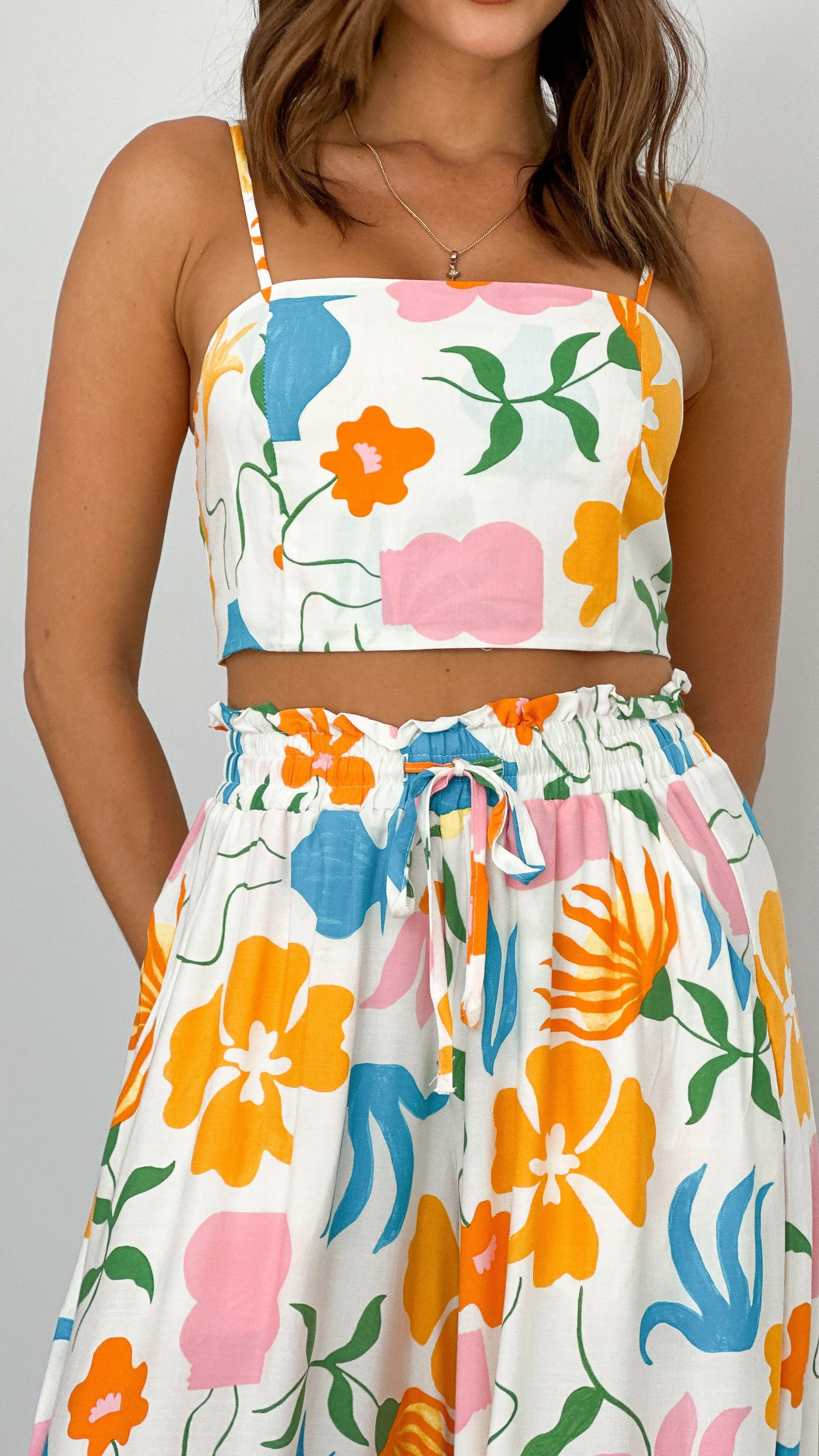 Joanie Top - Yellow / Blue Print sold by Billy J