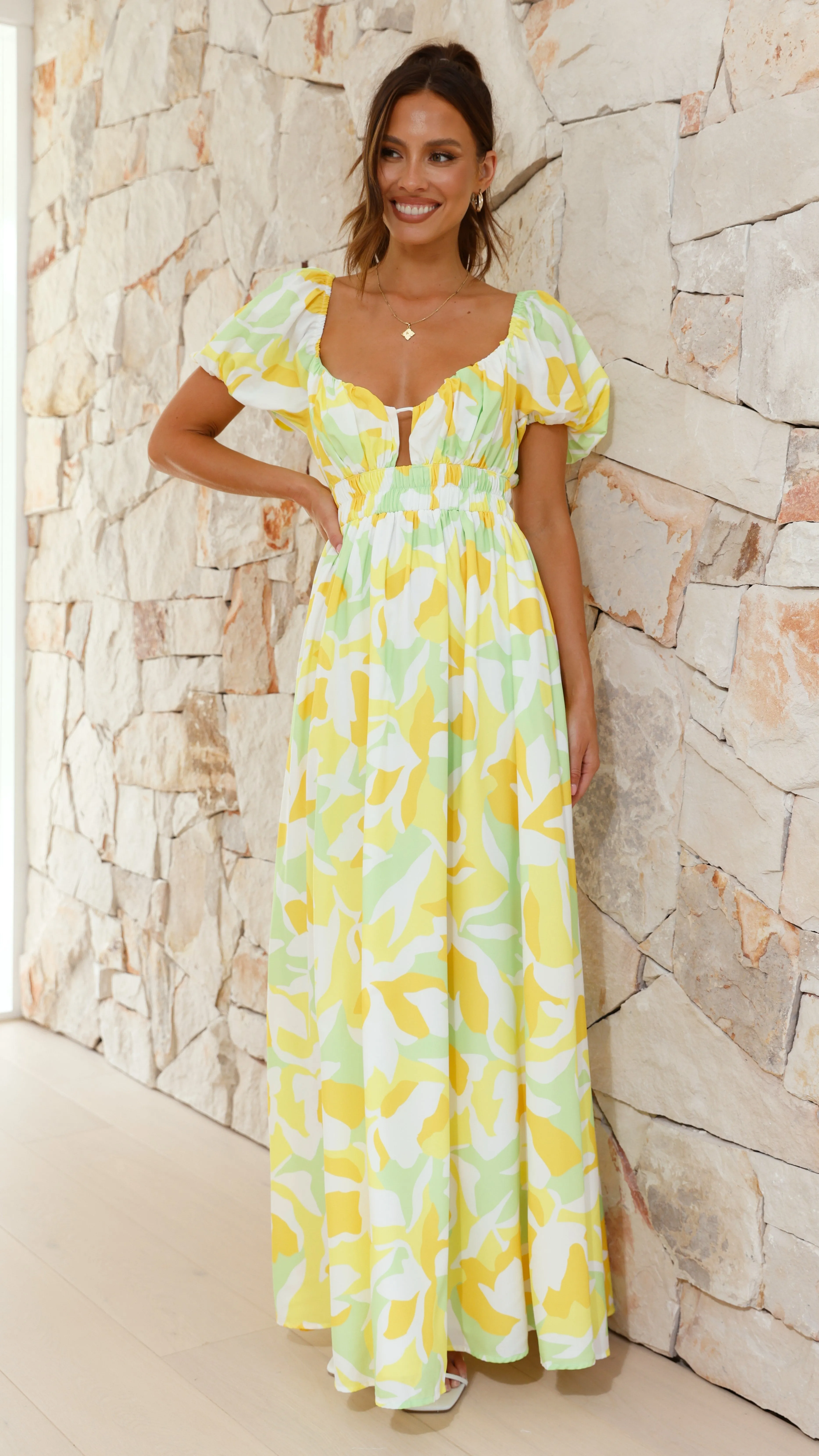 Xaviere Maxi Dress - Yellow / Green Print sold by Billy J product image thumbnail 4