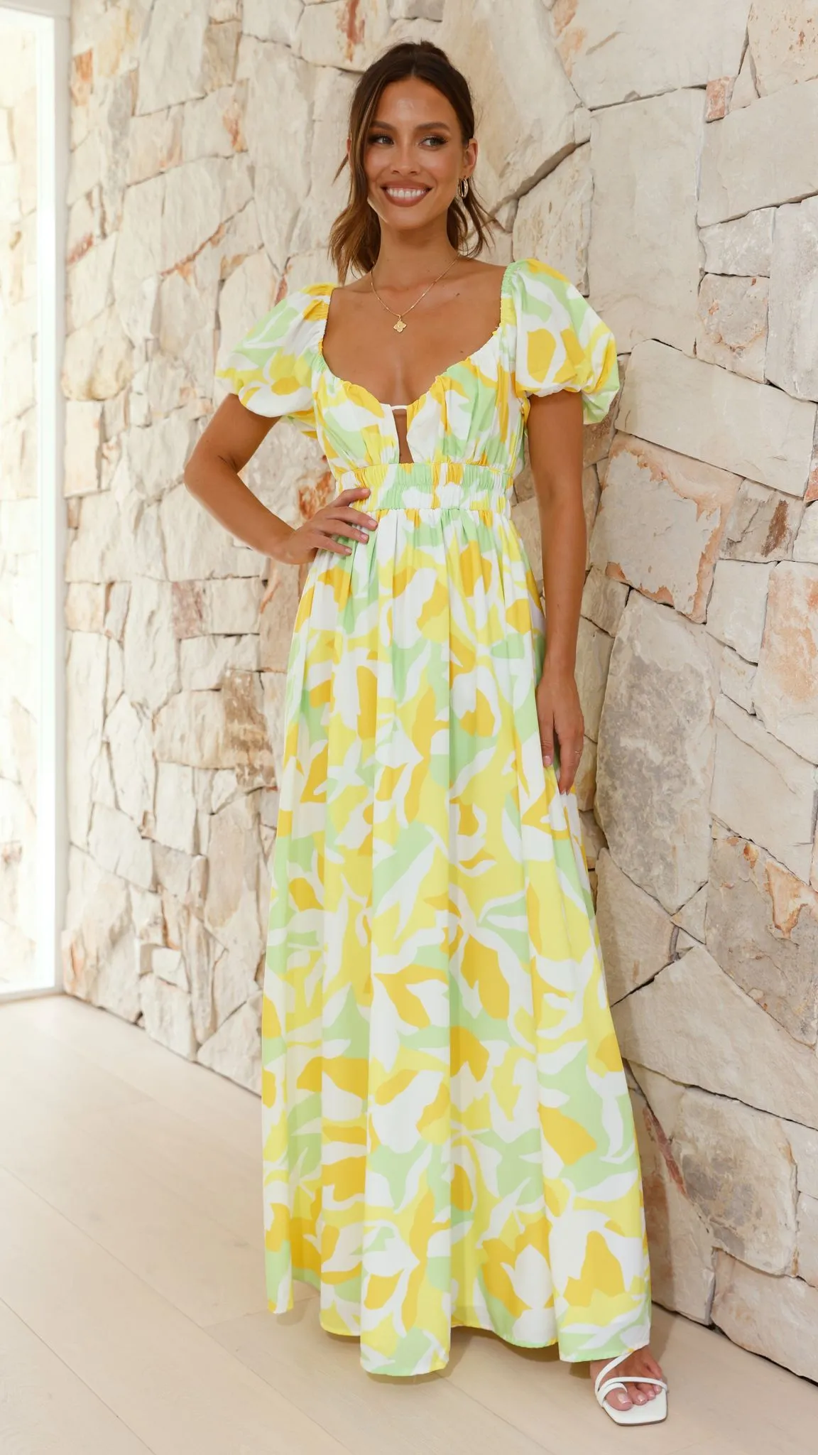 Xaviere Maxi Dress - Yellow / Green Print sold by Billy J product image thumbnail 2