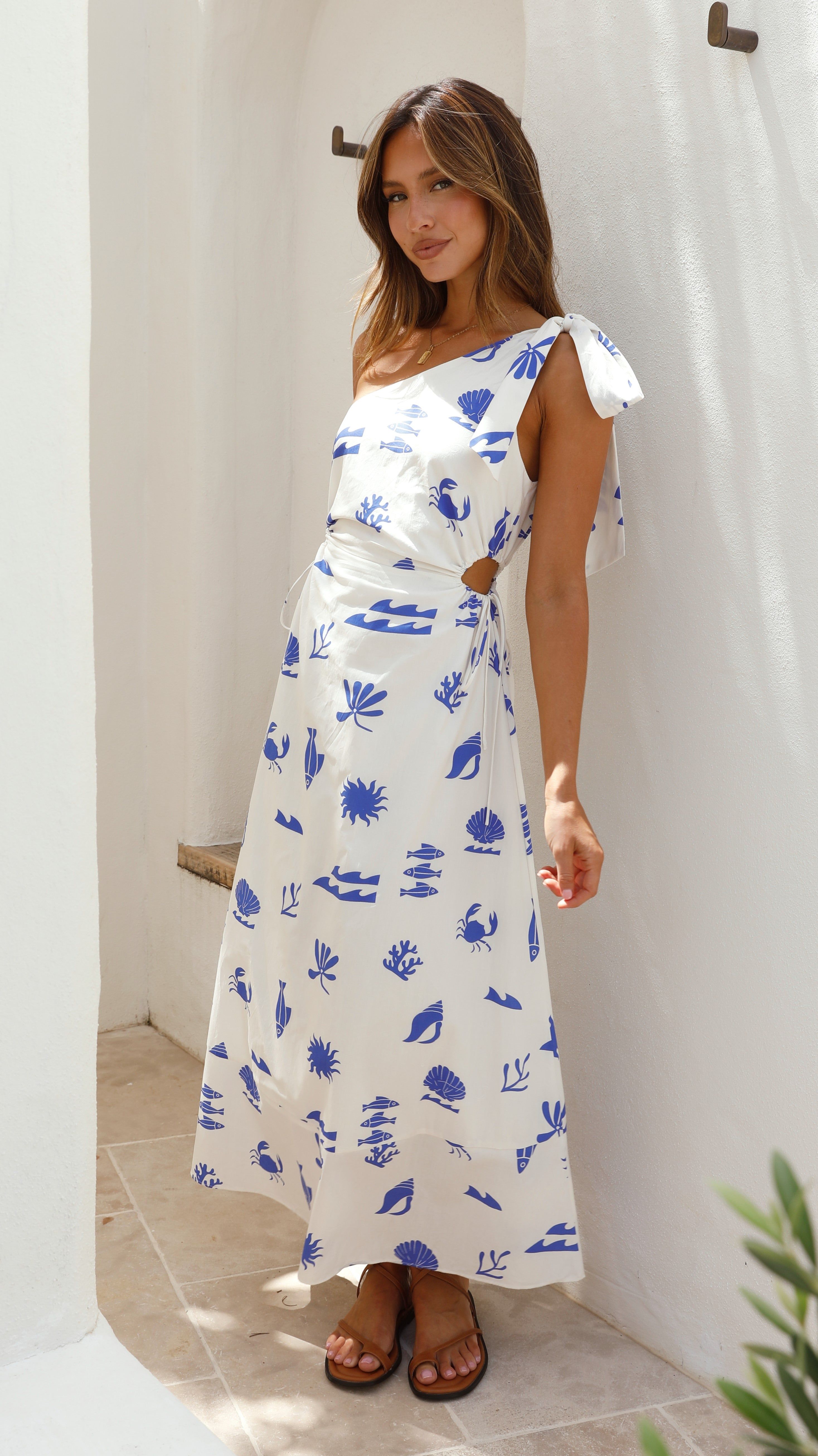 Jadzia One Shoulder Midi Dress - Summer Sea sold by Billy J product image thumbnail 5