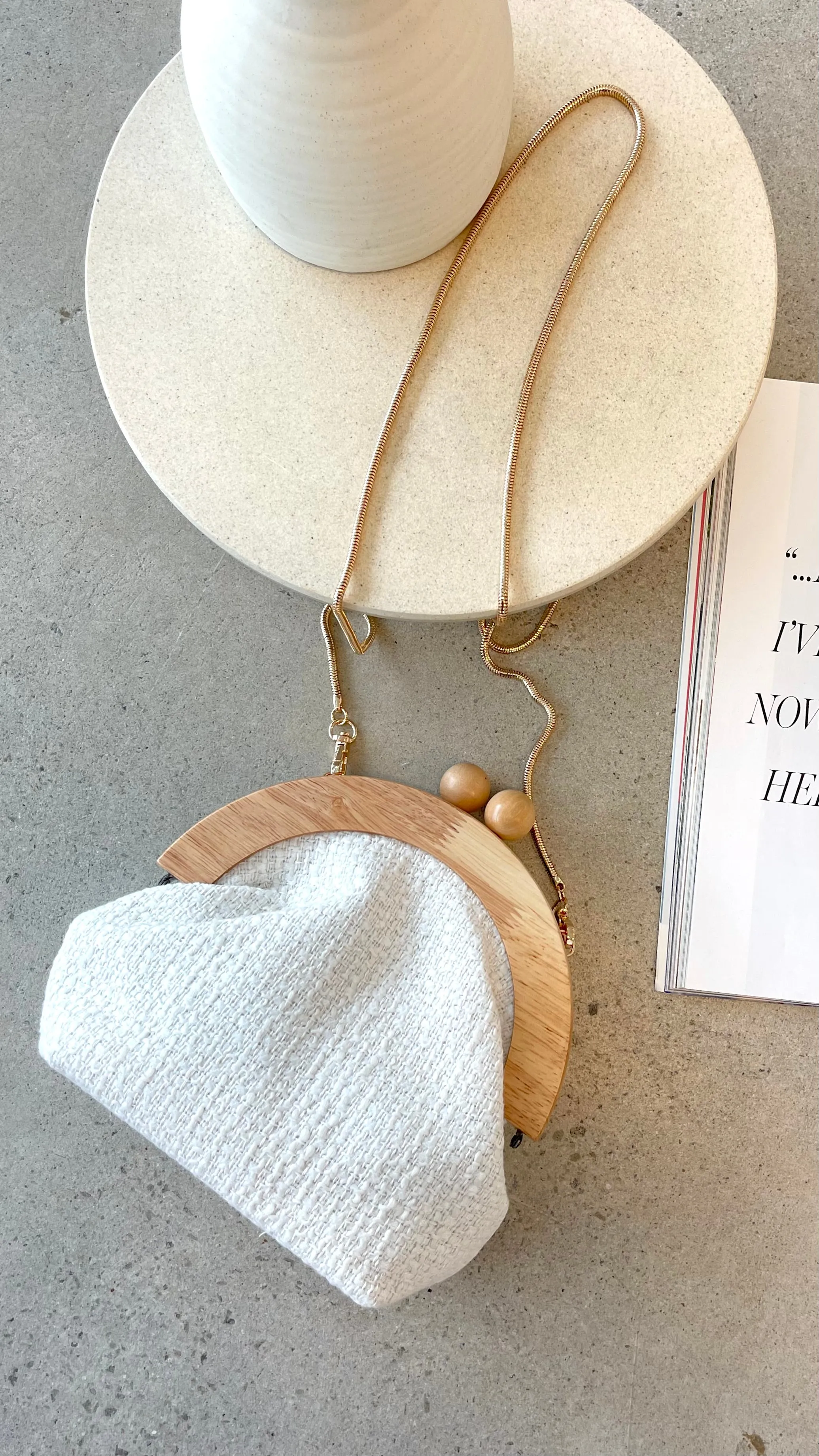 Etta Tweed Timber Frame Clutch - White sold by Billy J product image thumbnail 4