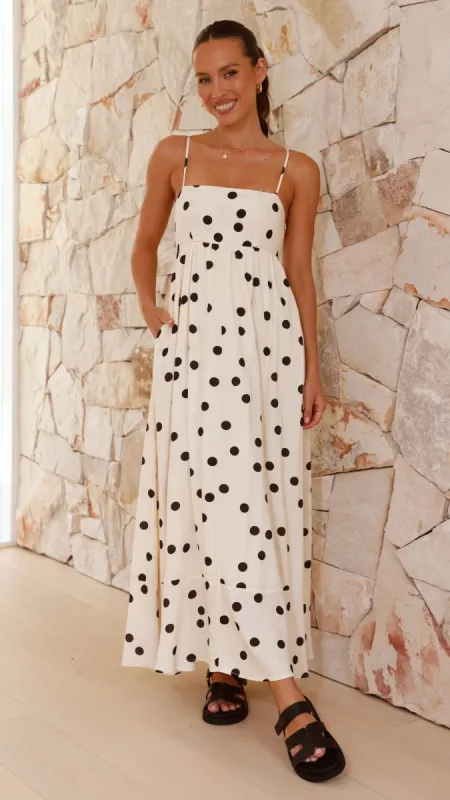 Caius Midi Dress - Beige / Black sold by Billy J