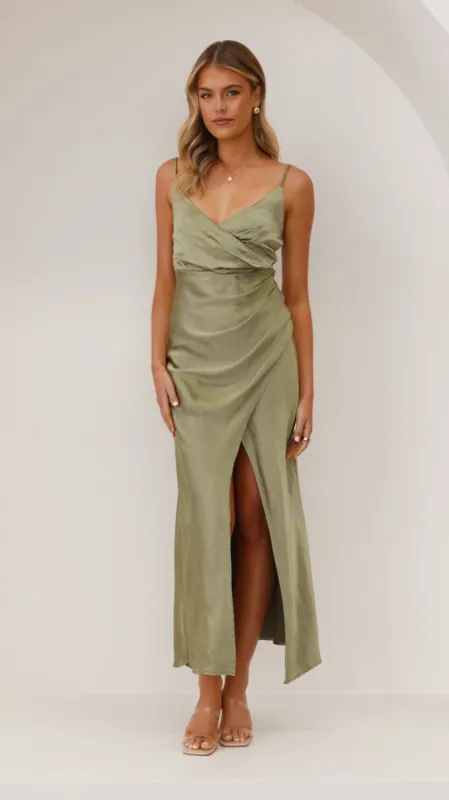 Elsa Midi Dress - Olive sold by Billy J