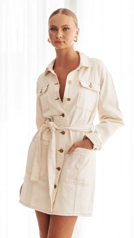 Kailas Mini Dress - Sand Denim sold by Billy J