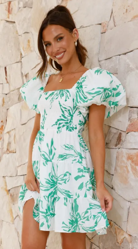 Bronty Mini Dress - Green Floral sold by Billy J