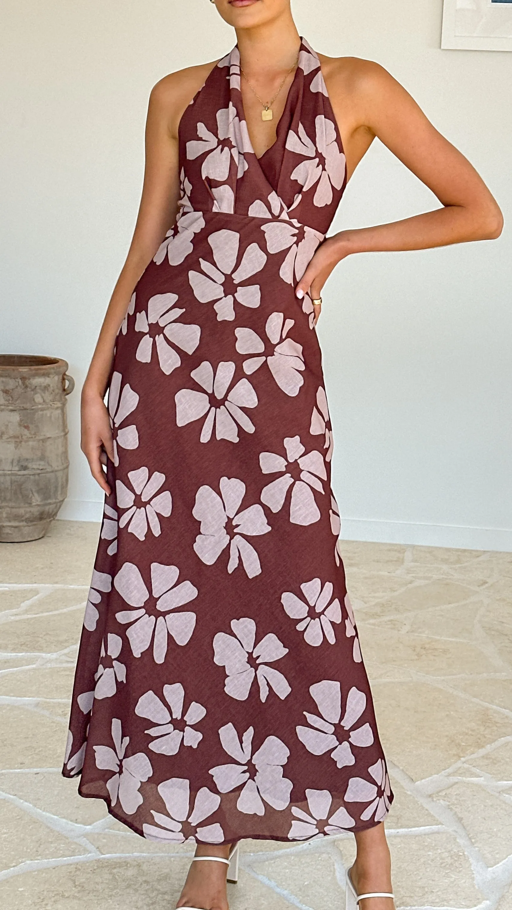 Vallissa Maxi Dress - Brown Floral sold by Billy J product image thumbnail 4