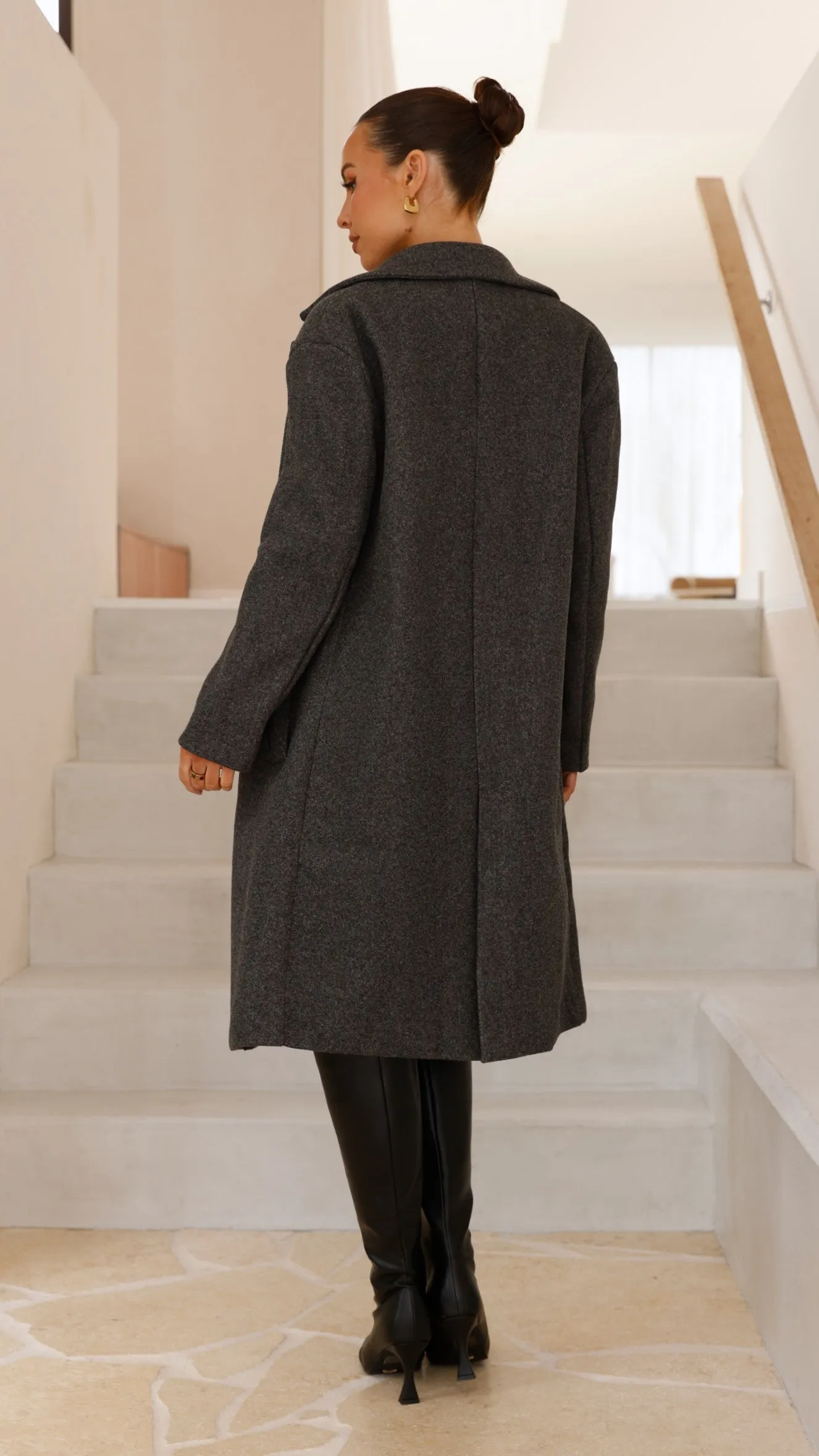 Pamela Longline Coat - Charcoal sold by Billy J product image thumbnail 2