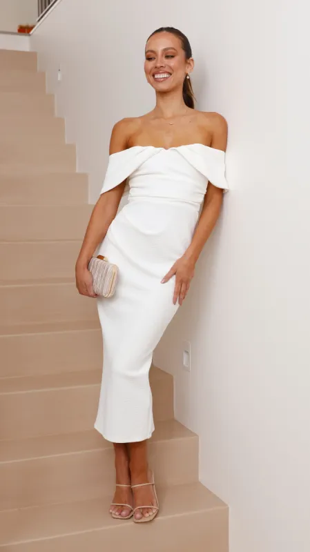Holly Midi Dress - White sold by Billy J