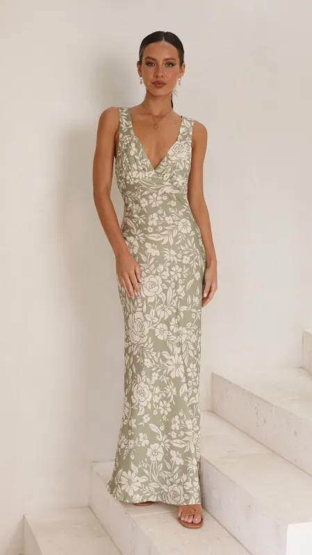 Rubie Maxi Dress - Green Floral sold by Billy J
