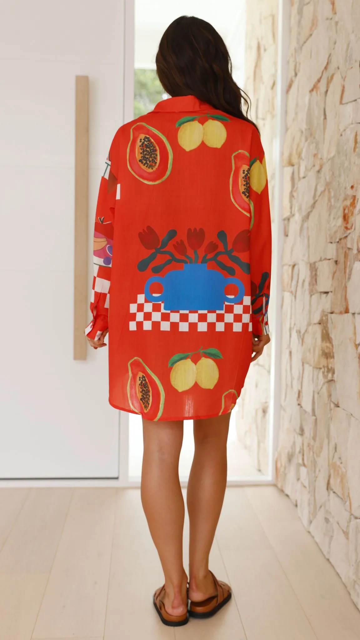 Piper Shirt Dress - Red Papaya Print sold by Billy J product image thumbnail 2