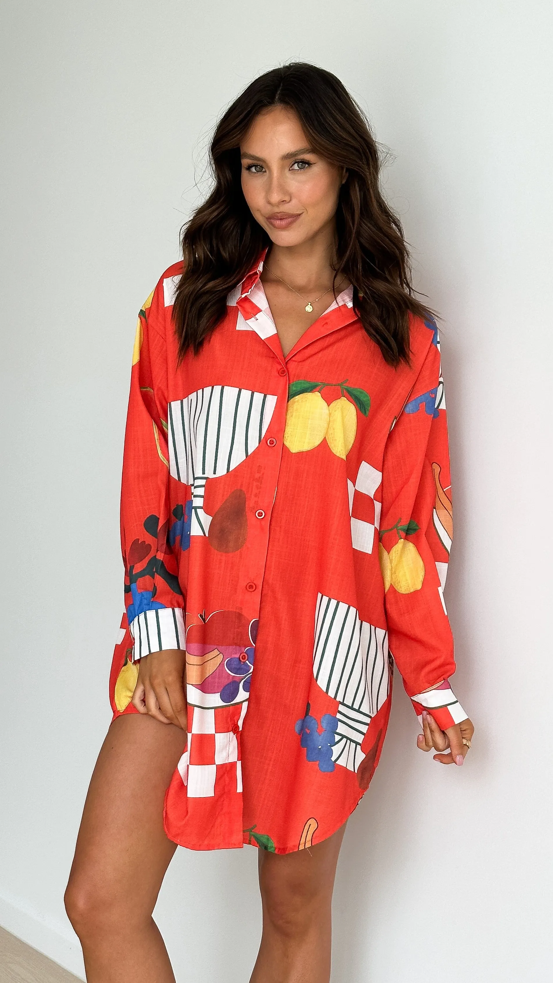 Piper Shirt Dress - Red Papaya Print sold by Billy J product image thumbnail 3