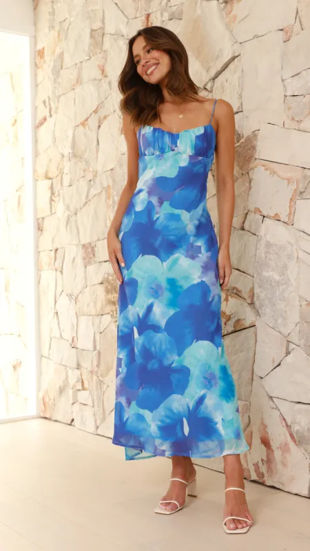 Addison Maxi Dress - Blue Floral sold by Billy J