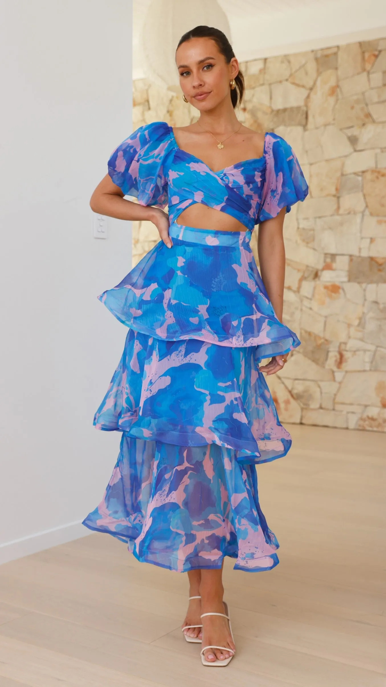 Casey Maxi Dress - Blue / Pink Print sold by Billy J product image thumbnail 2
