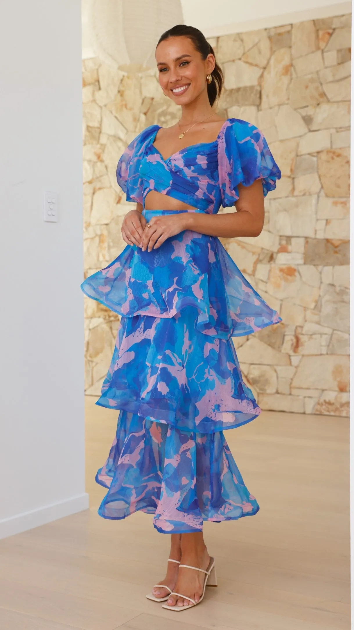 Casey Maxi Dress - Blue / Pink Print sold by Billy J product image thumbnail 4