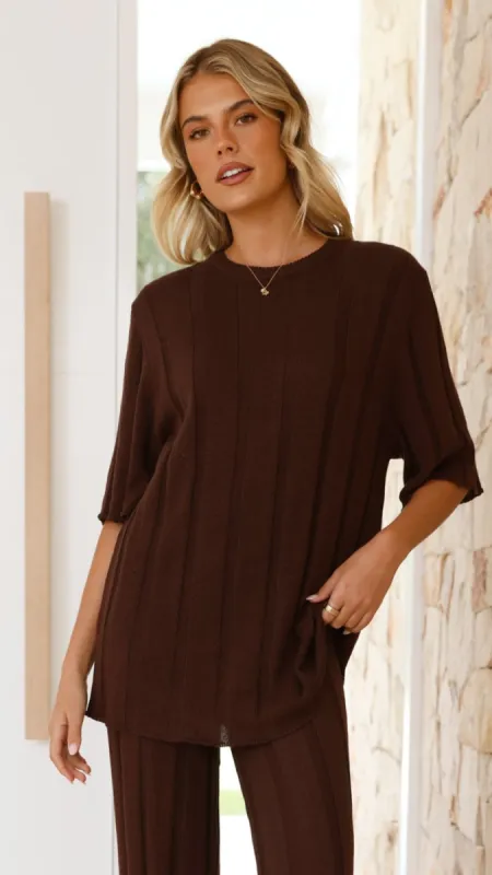 Bayu Knit Top - Brown sold by Billy J