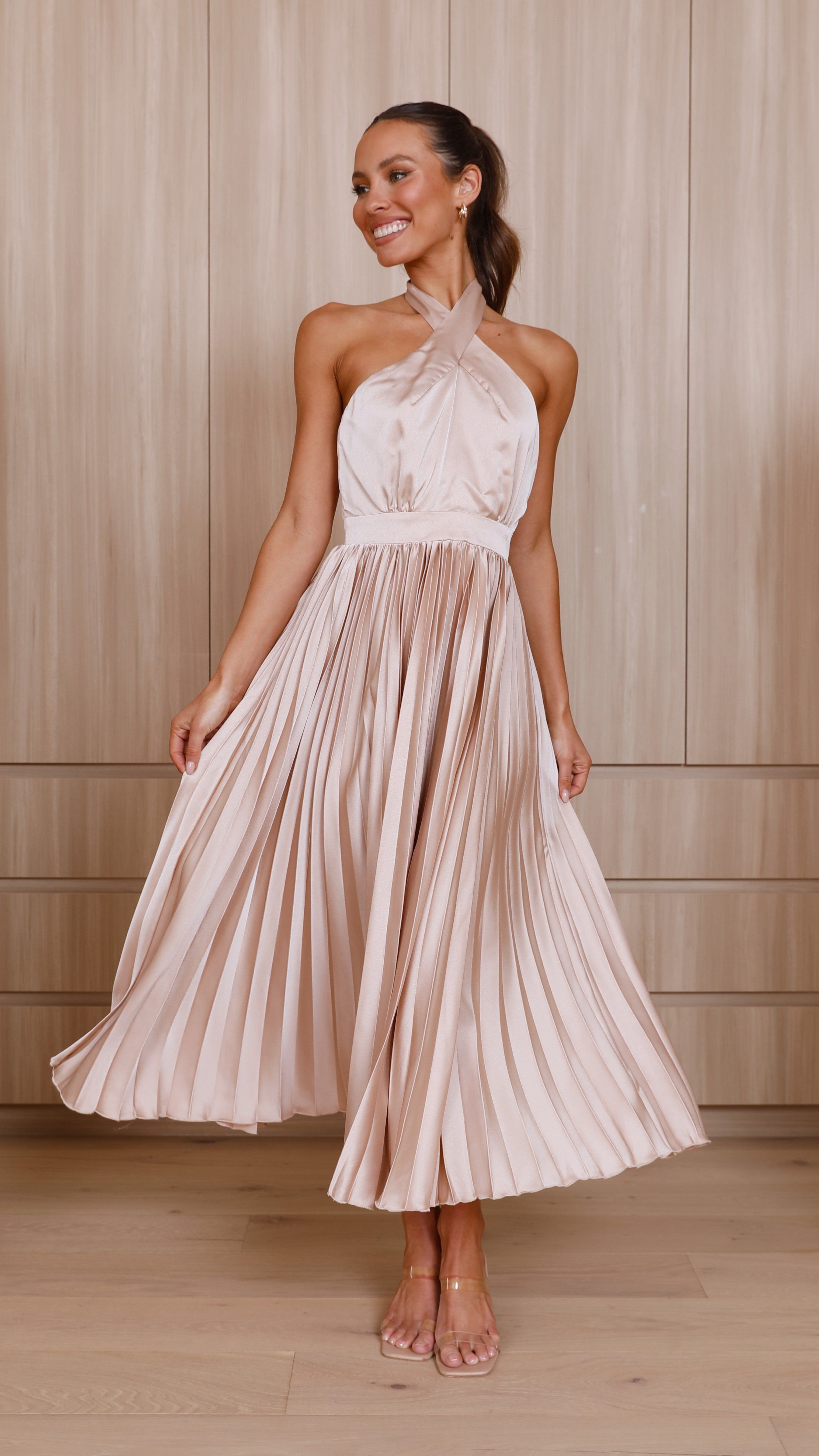 Charlotte Midi Dress - Champagne sold by Billy J