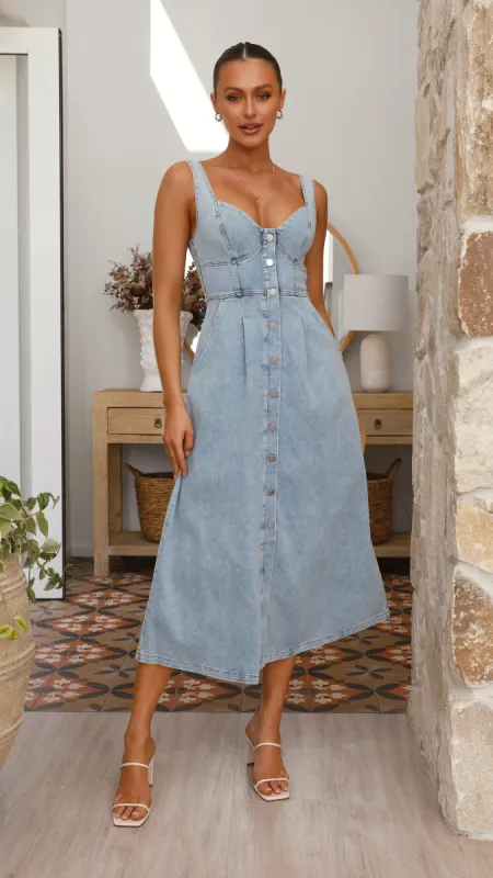 Abrianna Midi Dress - Light Denim sold by Billy J