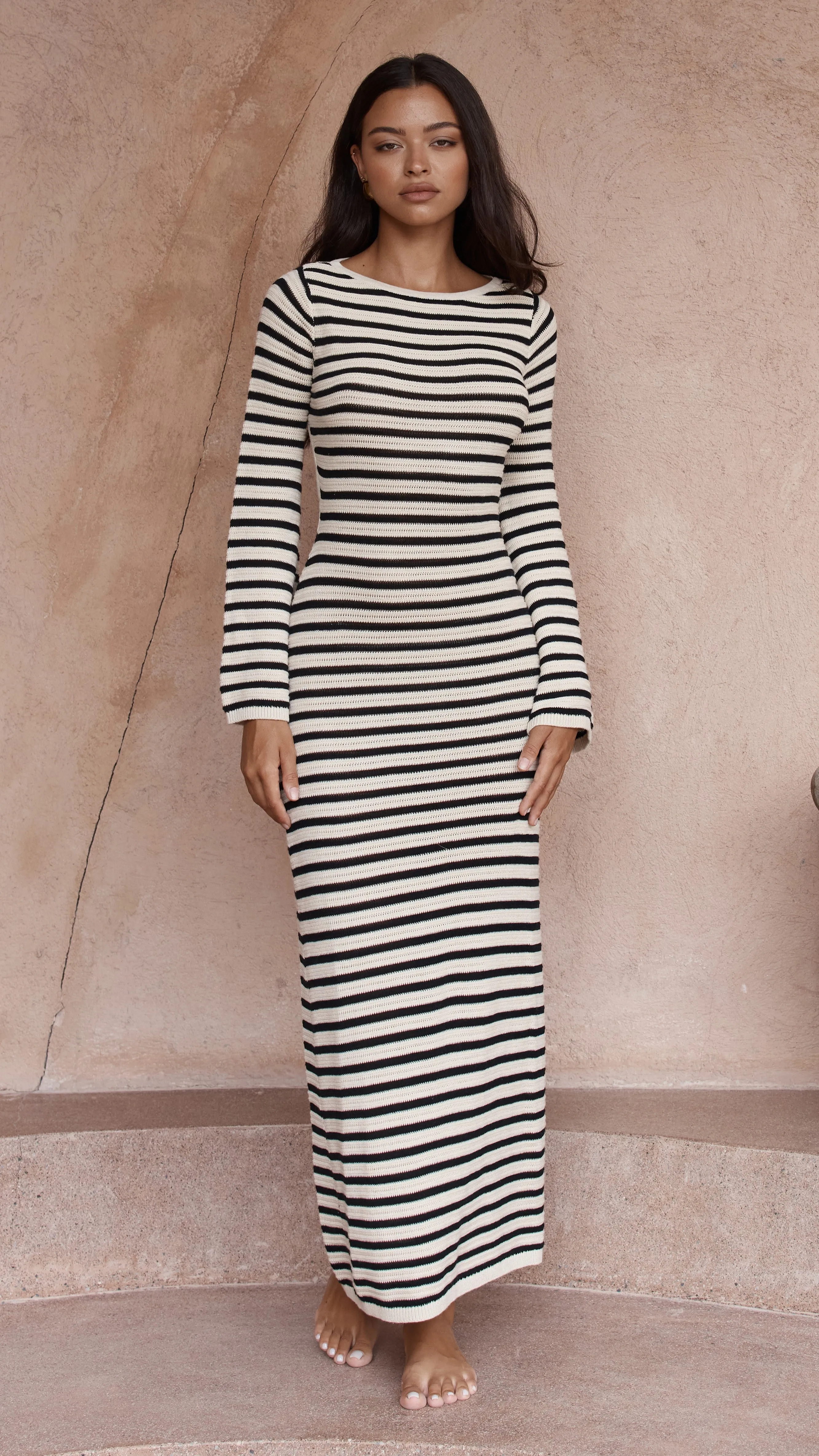 Cherie Knit Maxi Dress - Sand / Black sold by Billy J