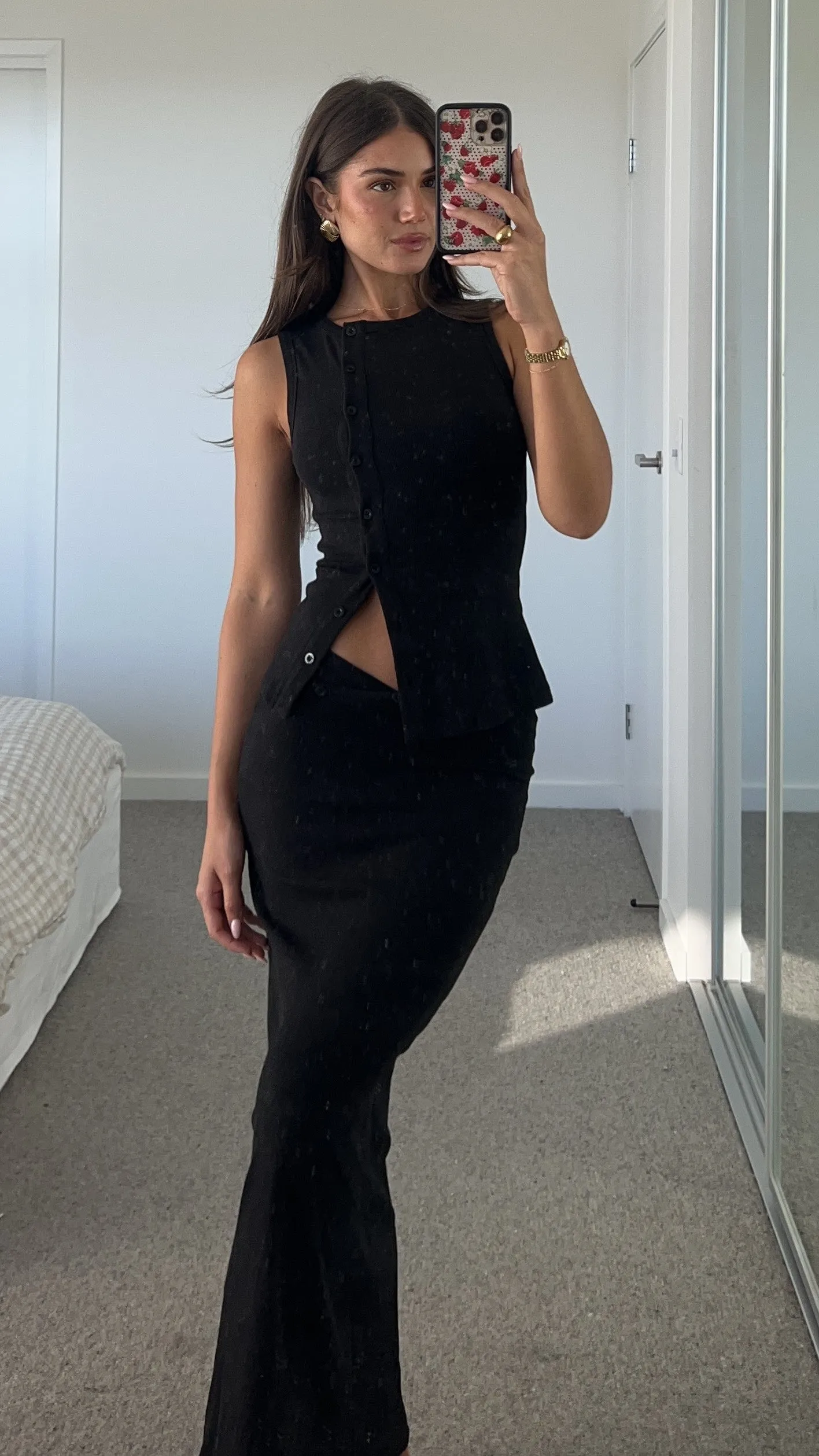 Rahela Button Top and Maxi Skirt Set - Black sold by Billy J product image thumbnail 5