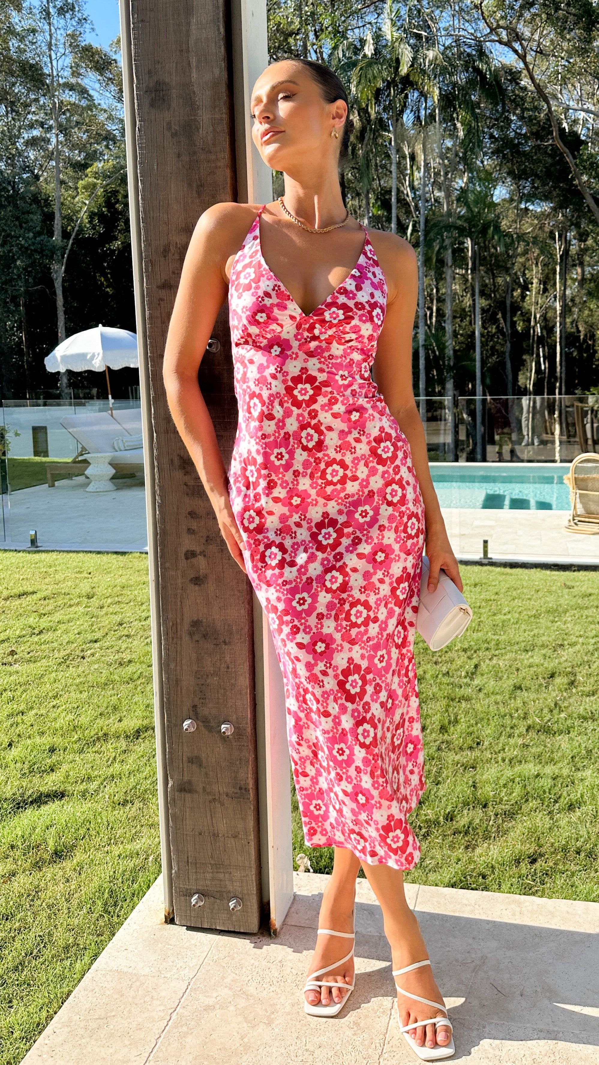 Marjie Midi Dress - Pink Floral sold by Billy J
